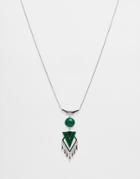 Asos Triangle Tassel Necklace - Green