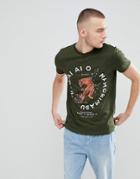 Asos T-shirt With Souvenir Print In Heavyweight Twisted Jersey - Green