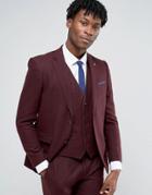 Original Penguin Formal Deep Burgundy Twill Suit Jacket - Red
