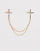 Asos Design Collar Tips With Crosses And Crystals In Gold Tone - Gold