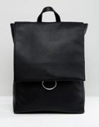 Asos Design Ring Flap Backpack - Black