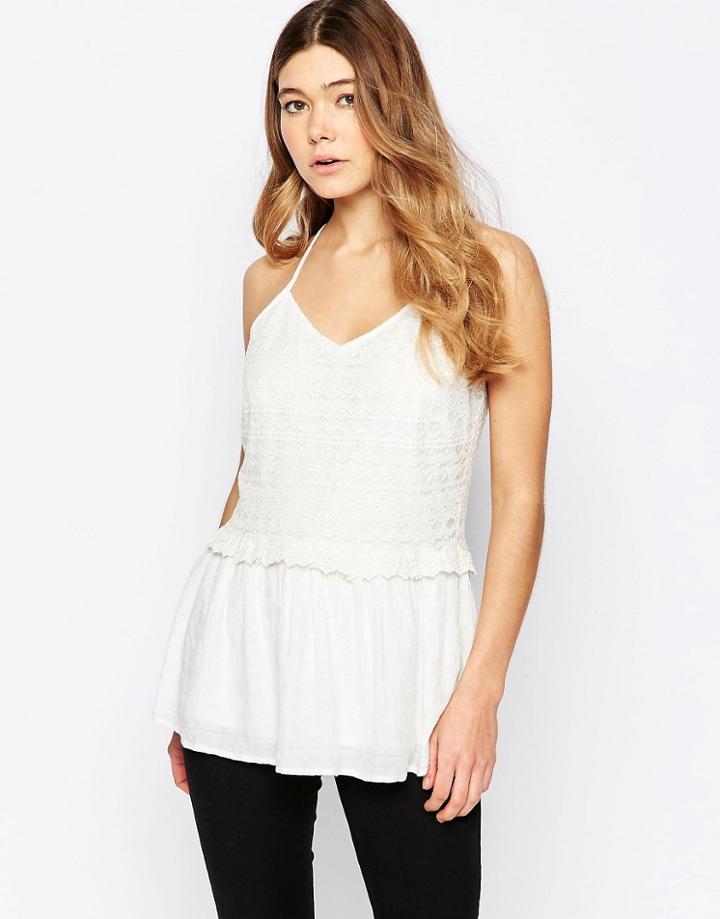 B.young Peplum Ruffle Top - Off White