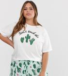 Asos Design Curve Exclusive Mix & Match Cactus Can't Touch This T-shirt - Multi