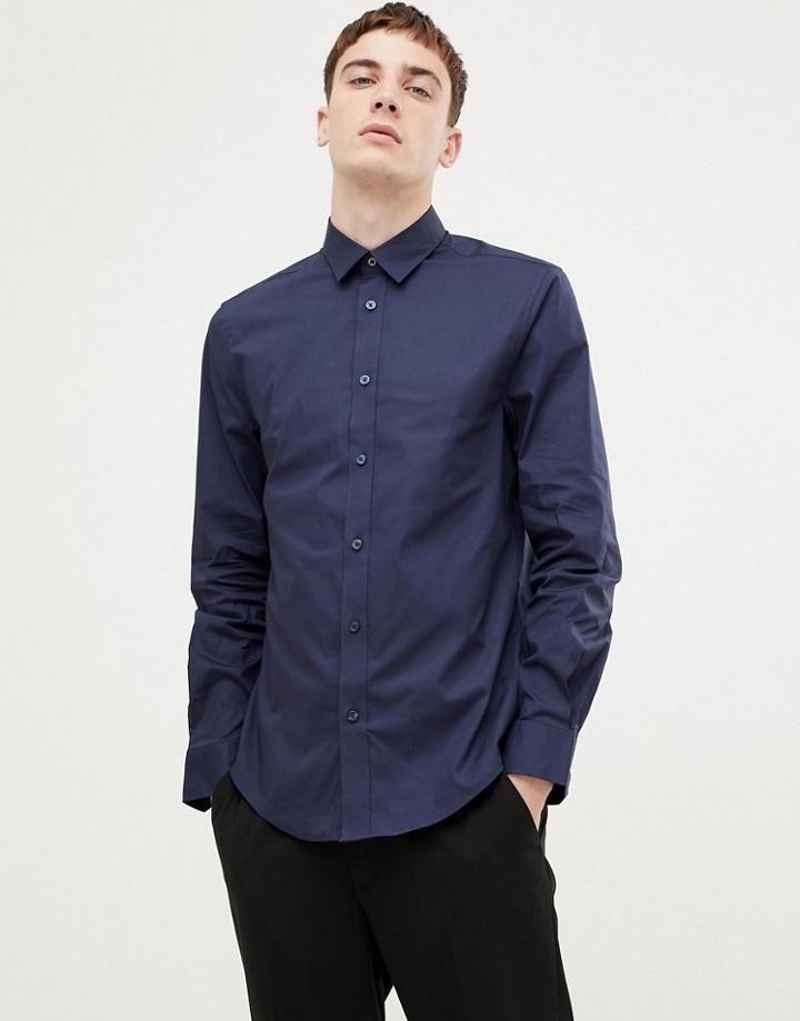 Ben Sherman Stretch Poplin Slim Fit Shirt - Navy