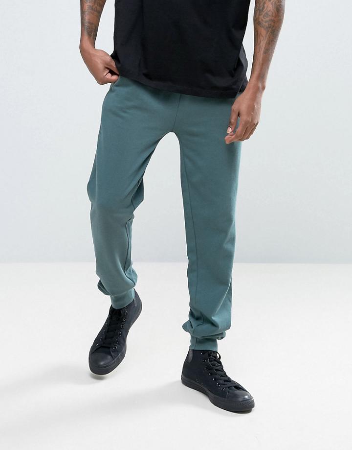 Asos Skinny Joggers With Wash In Green - Green