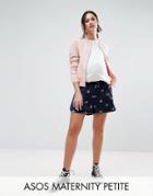 Asos Maternity Petite Woven Short With Bug Print - Blue