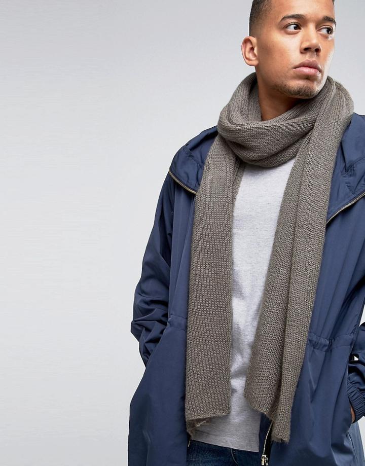 Esprit Knitted Scarf In Taupe - Beige