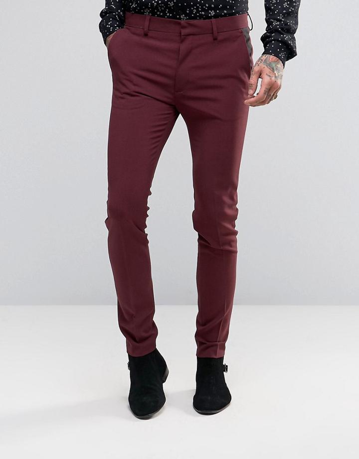 Asos Super Skinny Tuxedo Suit Pants - Red
