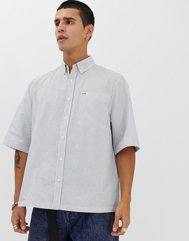 Collusion Boxy Check Shirt - White