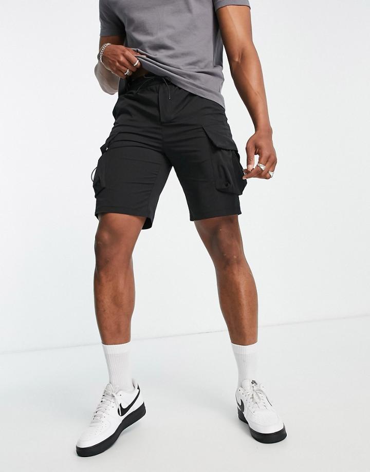 Jack & Jones Intelligence Technical Loose Cargo Short In Black