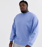 Asos Design Plus Oversized Sweatshirt With Large Chest Pocket-purple