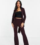 Asos Design Petite Jersey Suit Blazer With Obi Tie Waist In Wine-neutral