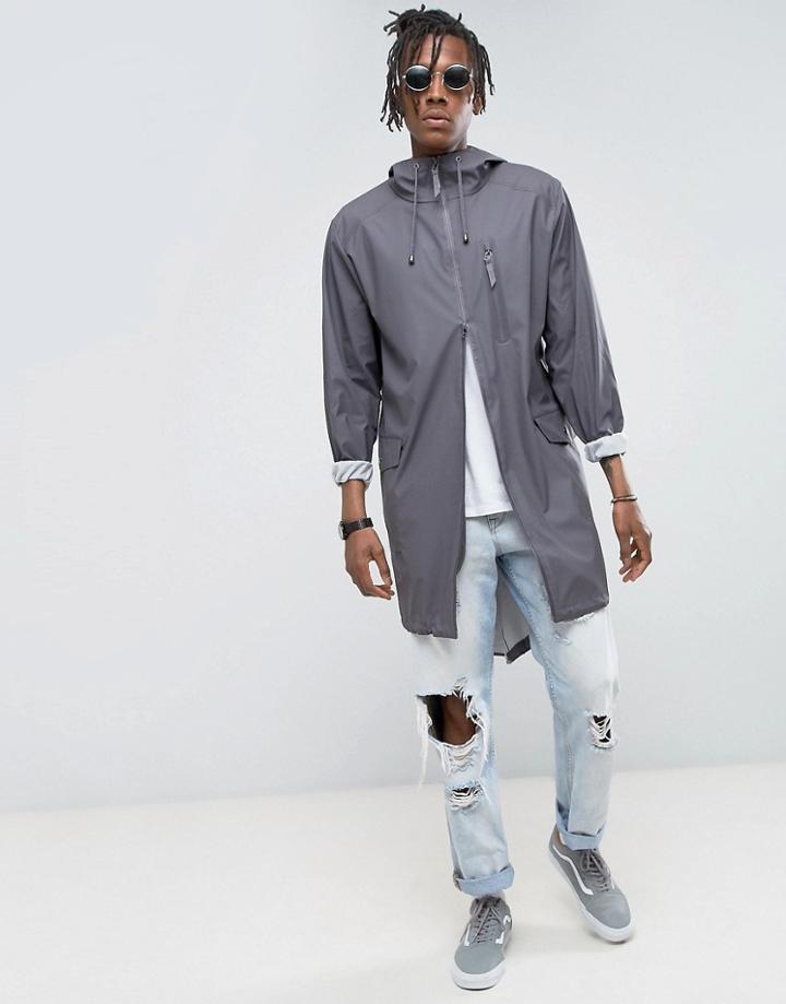 Rains Waterproof Parka Jacket In Smoke - Gray