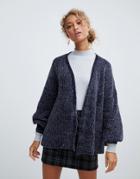 New Look Chenille Cardigan In Gray Pattern - Gray