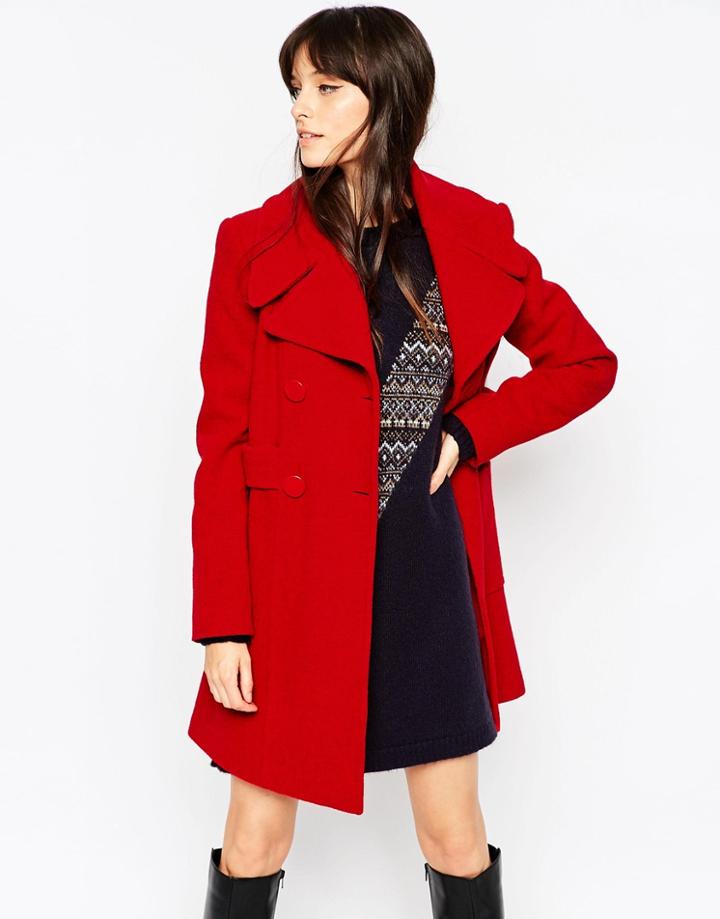 Asos Coat In Retro 60's Shape - Red