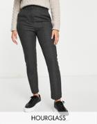 Asos Design Hourglass Slim Skim Cigarette Pants In Gray Plaid