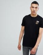 Asos T-shirt With Pizza Embroidery And Pocket - Black