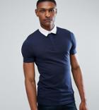 Asos Design Tall Muscle Fit Rugby Polo Shirt In Navy - Navy