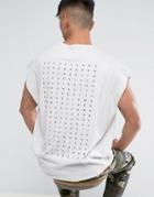 Asos Super Oversized Sleeveless T-shirt With Back City Print - Gray