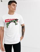 Diesel T-diego-bx1 Logo T-shirt With Embroidery In White