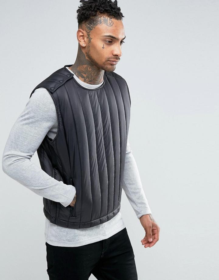 Asos Quilted Gilet In Black - Black