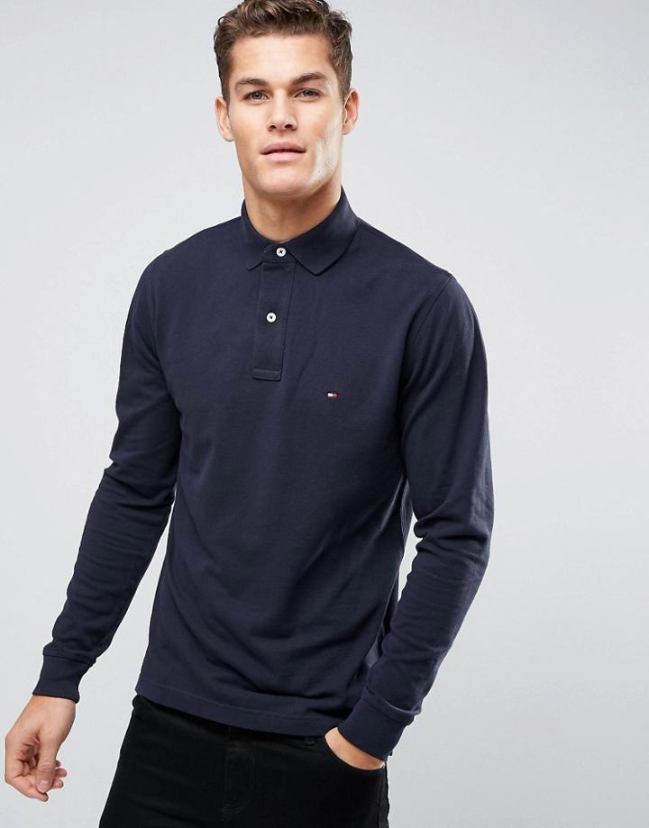 Tommy Hilfiger Polo Shirt With Flag Logo In Long Sleeve Regular Fit Na