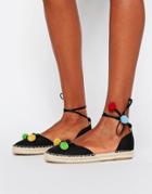 London Rebel Pompom Espadrille - Black