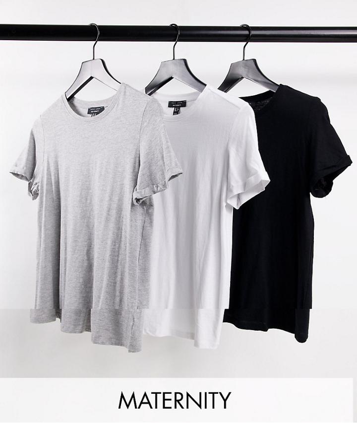 New Look Maternity 3 Pack Girlfriend Tee In Multi