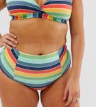 Modcloth Madison High Waist Bikini Bottom In Multi Stripe - Multi