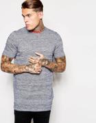 Asos Longline Knitted T-shirt - Navywhite Twist