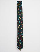 Asos Holidays Tie With Tree Light Print - Black