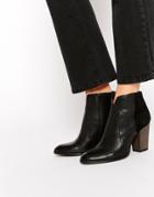 Dune Pollo Black Leather Heeled Boots - Black