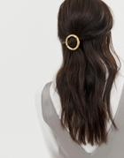 Asos Design Barette Hair Clip In Bamboo Open Circle - Brown