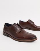 Base London Navara Lace Up Toe Cap Shoes In Brown Leather