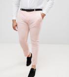 Asos Plus Wedding Super Skinny Smart Pants In Peach Velvet - Pink