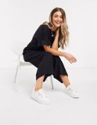 Asos Design Lounge Jersey Smock Jumpsuit With Ruffle Sleeve In Black
