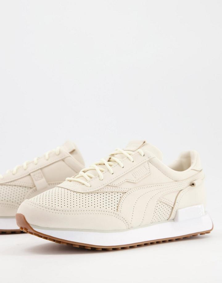 Puma Future Rider Premium Sneakers In Cream With Rubber Sole-white
