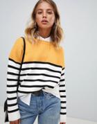 New Look Sweater In Color Block Stripe - Yellow