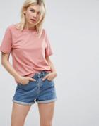 Asos Boyfriend T-shirt With Wide Sleeve - Pink