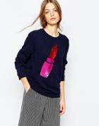 Sportmax Code Sweatshirt With Sequin Lipstick - 013 Navy