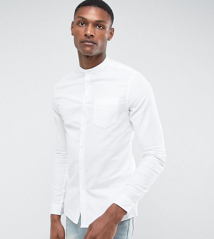 Asos Tall Skinny Oxford Shirt In White - White