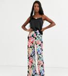 Asos Design Tall Bold Floral Print Wide Leg Pants-multi