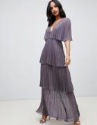 Asos Design Soft Pleated Tiered Maxi Dress - Multi