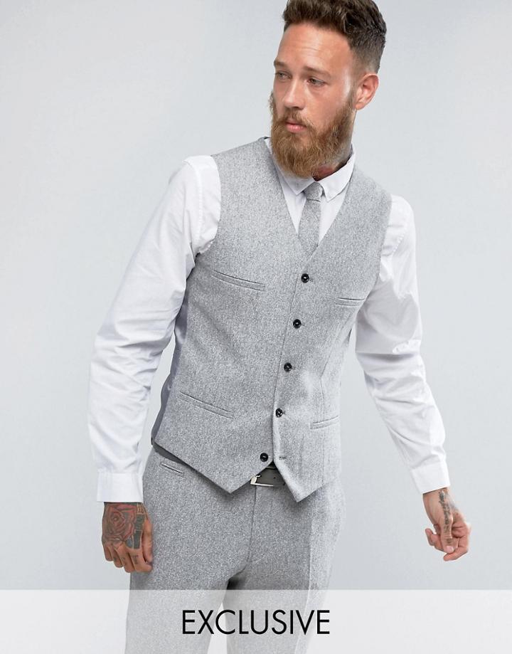 Noak Skinny Vest In Fleck Donegal - Gray