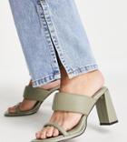 River Island Wide Fit Minimal Padded Heeled Sandal In Light Green