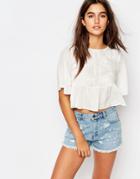 Pull & Bear Flared Sleeved Top - Stone