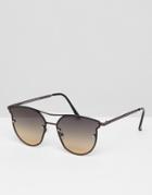 7x Angled Sunglasses With Faded Lens - Black