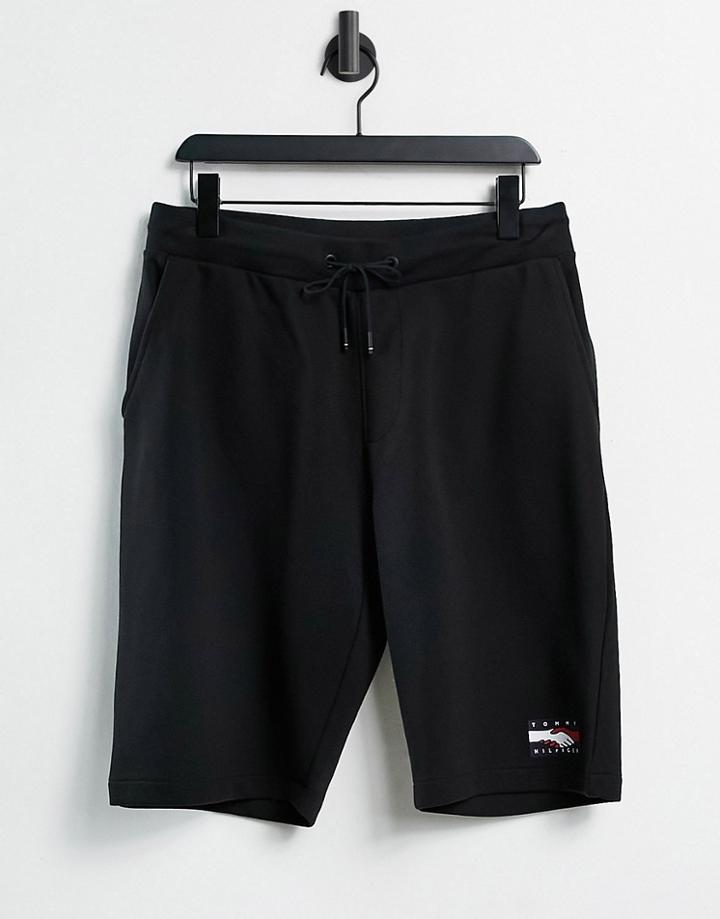 Tommy Hilfiger One Planet Capsule Unisex Front Print Sweat Shorts In Black
