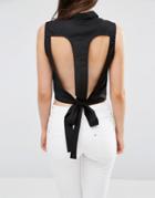 Vero Moda Kayla Cut Out Cropped Shirt - Black