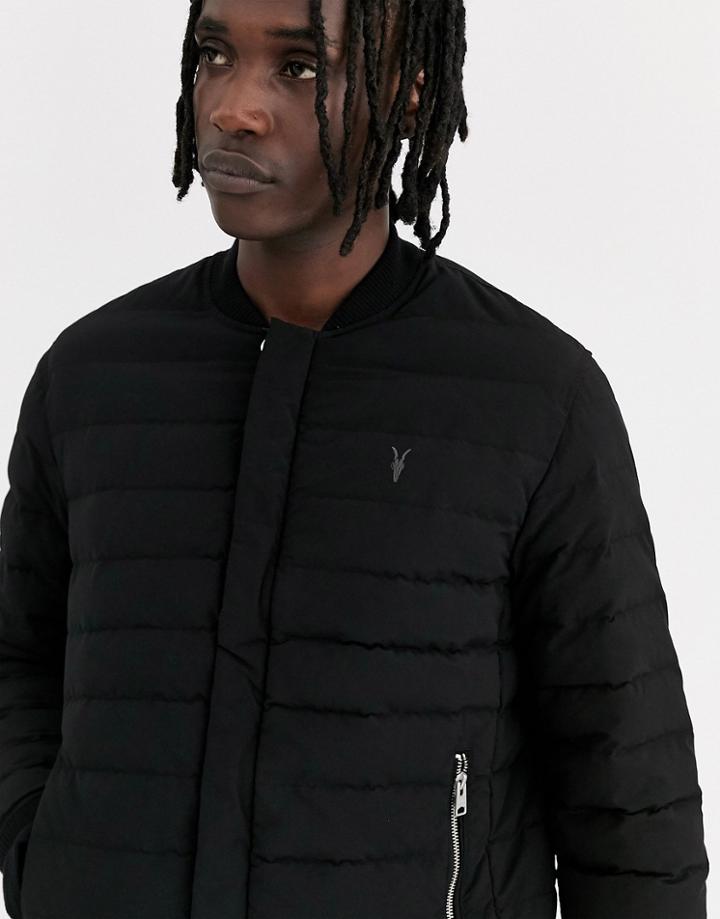 Allsaints Quilted Bomber Jacket In Black